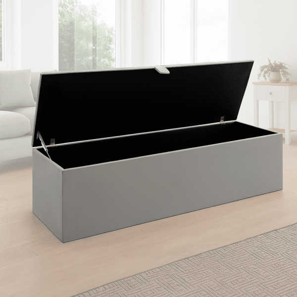 Sapphire Velvet Lid Ottoman Storage Box