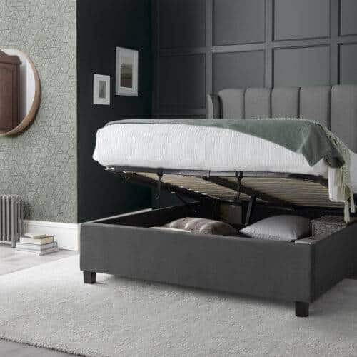 Elara Grey Velvet Ottoman Bed