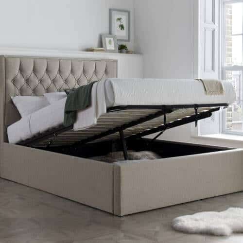 Rylan Oatmeal Fabric Ottoman Bed