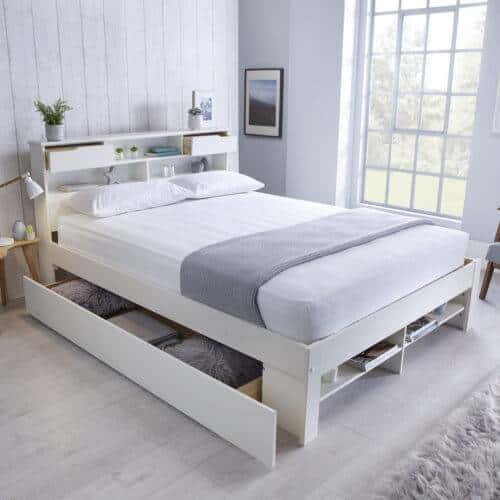 Elliot White Wooden Bed