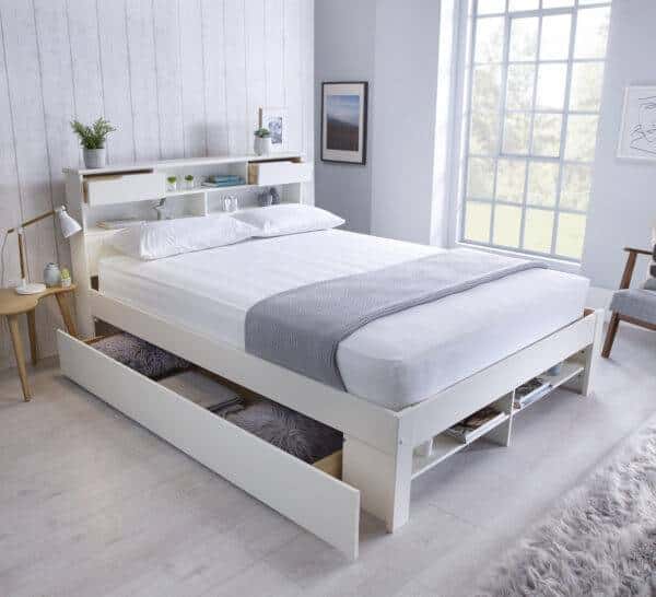 Elliot White Wooden Bed
