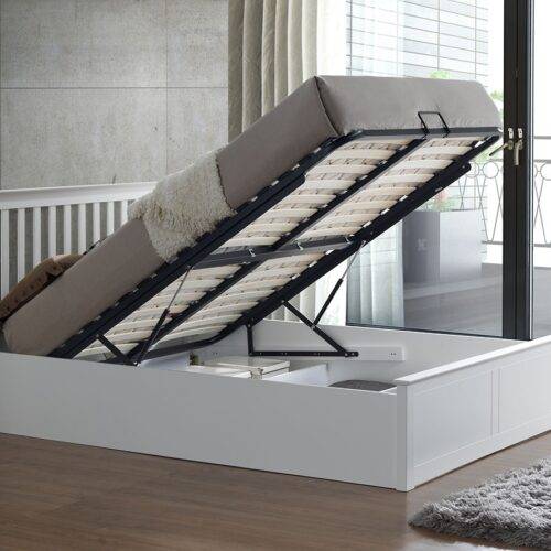 Axton White Wooden Ottoman Bed