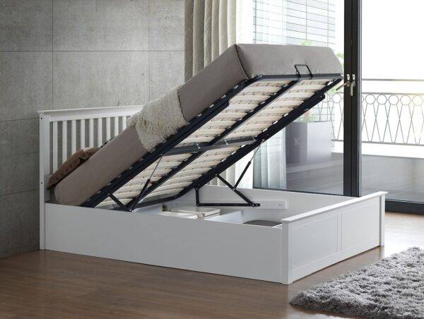 Axton White Wooden Ottoman Bed