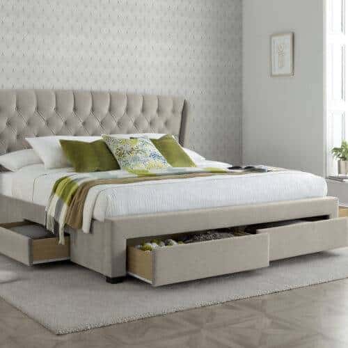 Colby Warmstone Velvet 4 Drawer Storage Bed