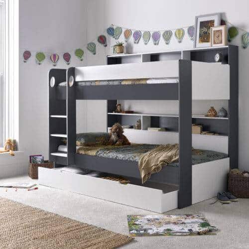 Mason Grey and White Storage Bunk Bed