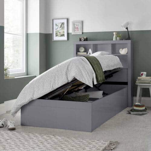 Nova Grey Wooden Ottoman Storage Bed (Side-Lift)