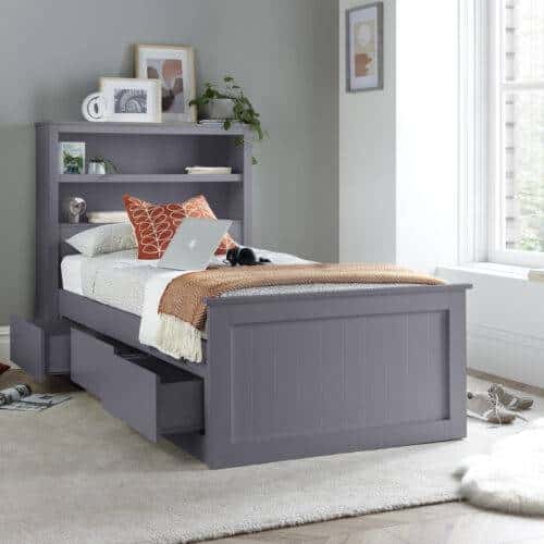 Rey Grey Wooden 3 Drawer Storage Bed