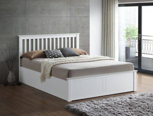 Axton White Wooden Ottoman Bed