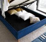 Zayne Blue Velvet Ottoman Bed