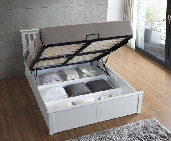 Axton White Wooden Ottoman Bed