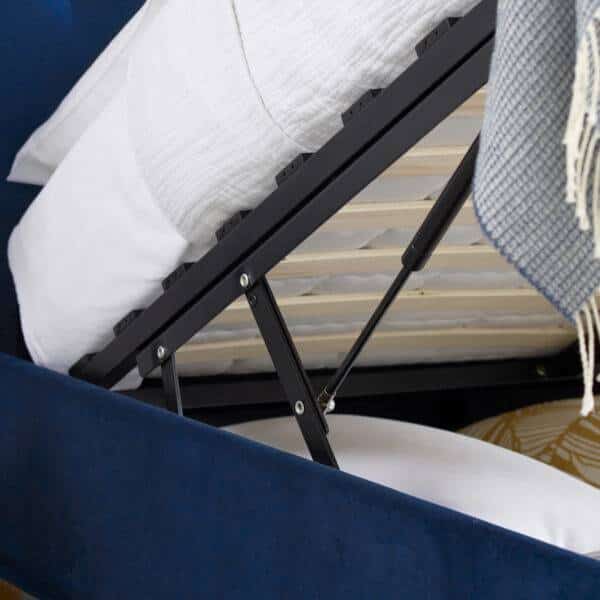 Zayne Blue Velvet Ottoman Bed