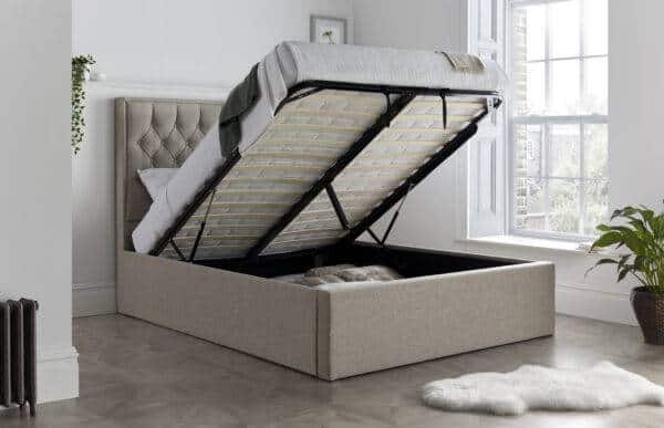 Rylan Oatmeal Fabric Ottoman Bed