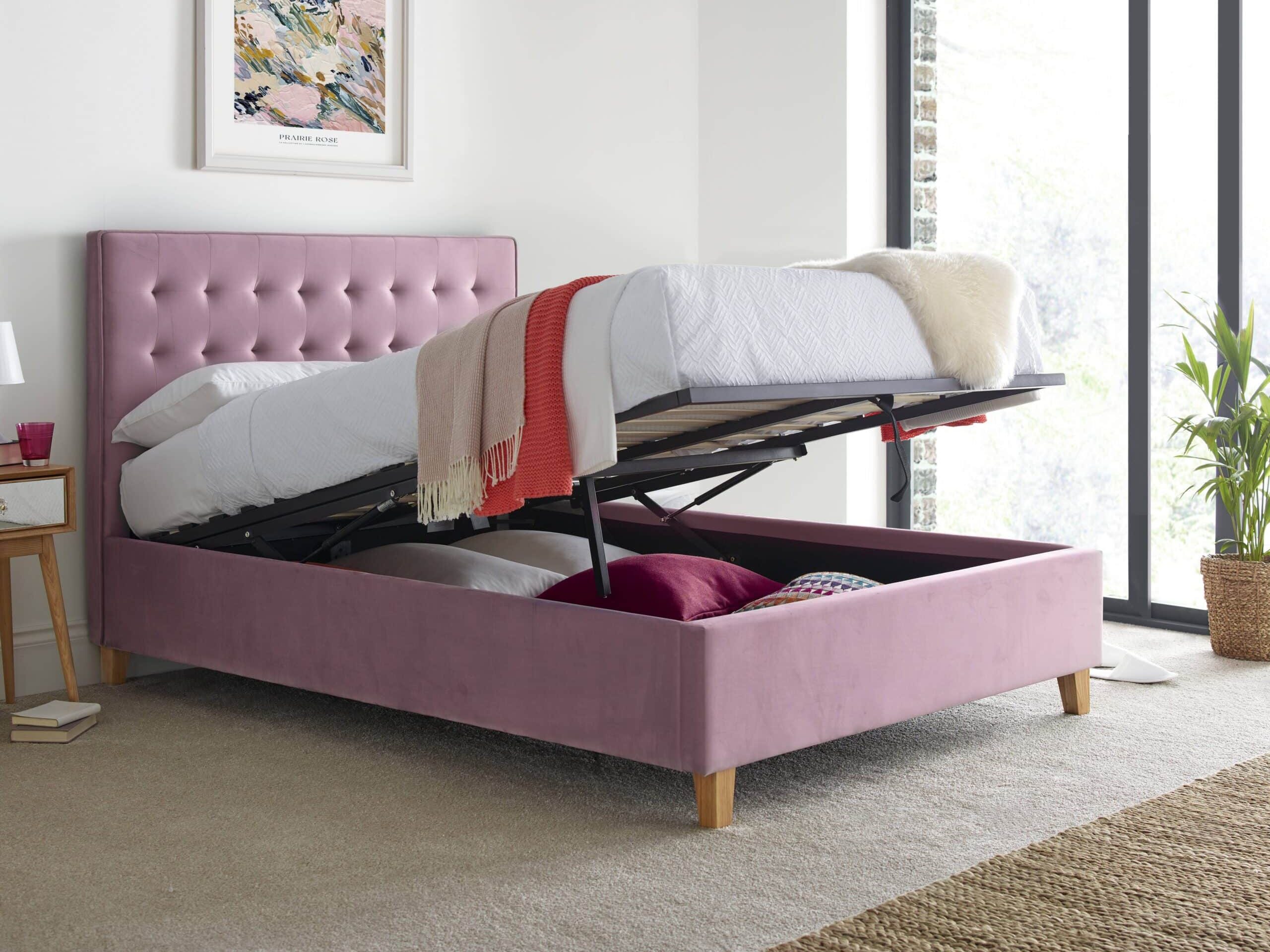 pink crushed velvet beds