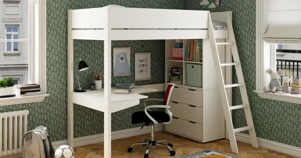 mid sleeper bed eith desks