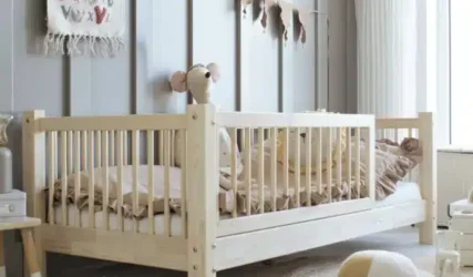 children bed with rails